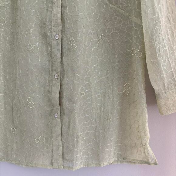 Karen Arnold Semi Sheer Beaded Top Women's Size Large - Picture 2 of 5
